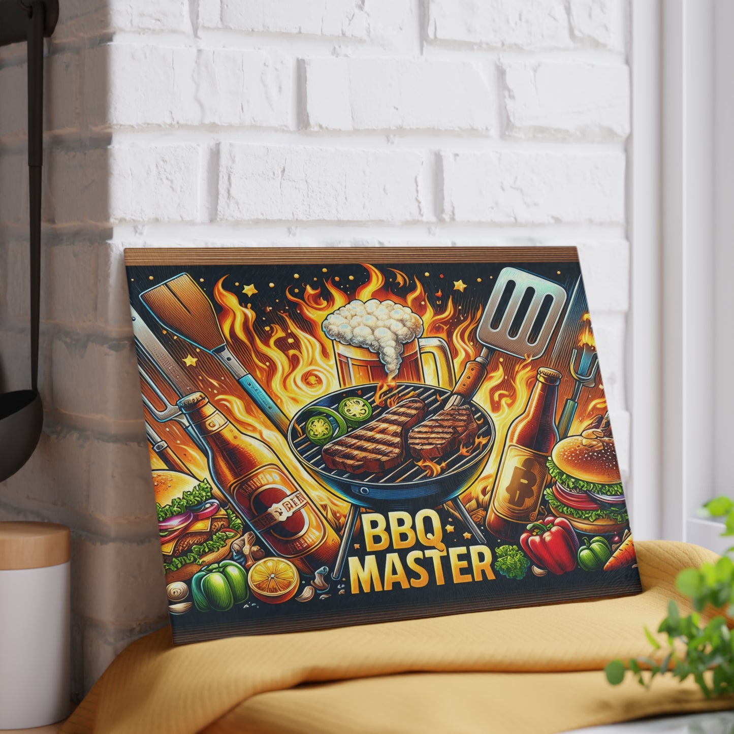 BBQ Master Glass Cutting Board – Bold Grill Style for Backyard Cooking