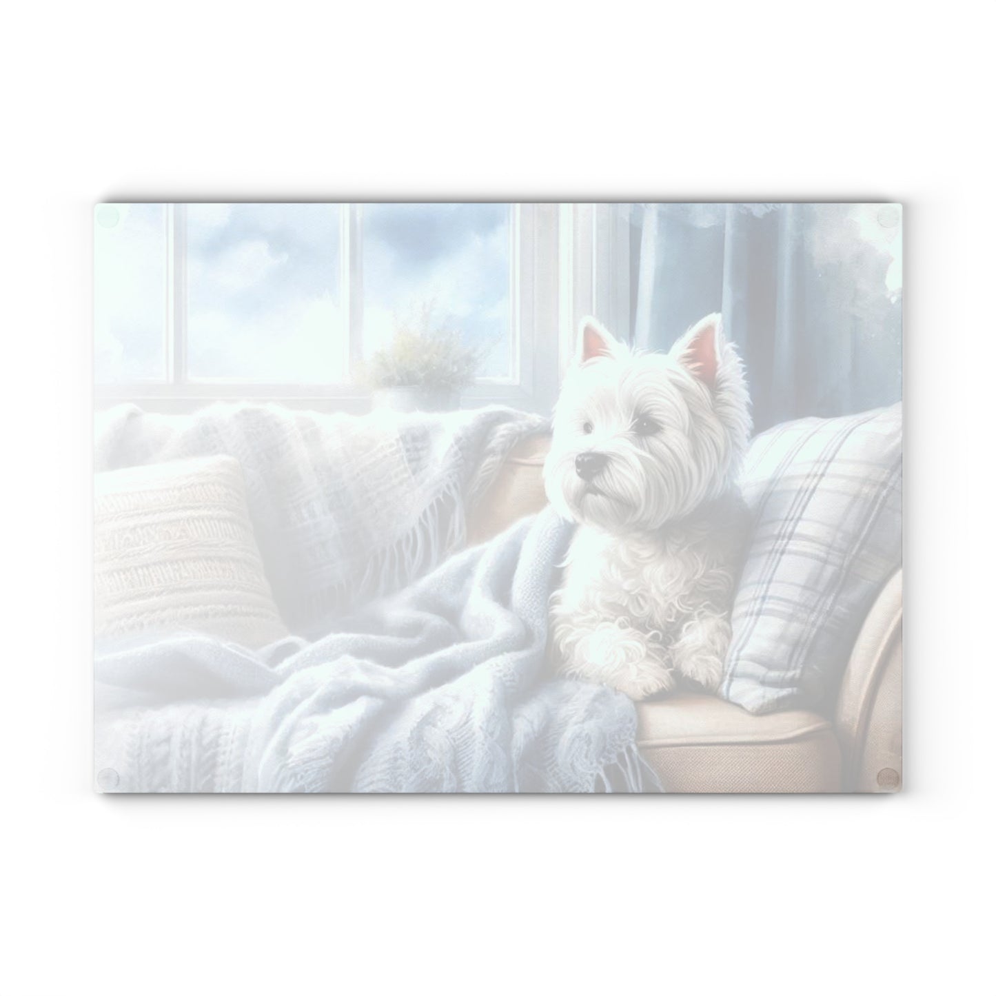 🐶 Cozy Westie by the Window Cutting Board – Relaxed Charm for Your Kitchen 🪟
