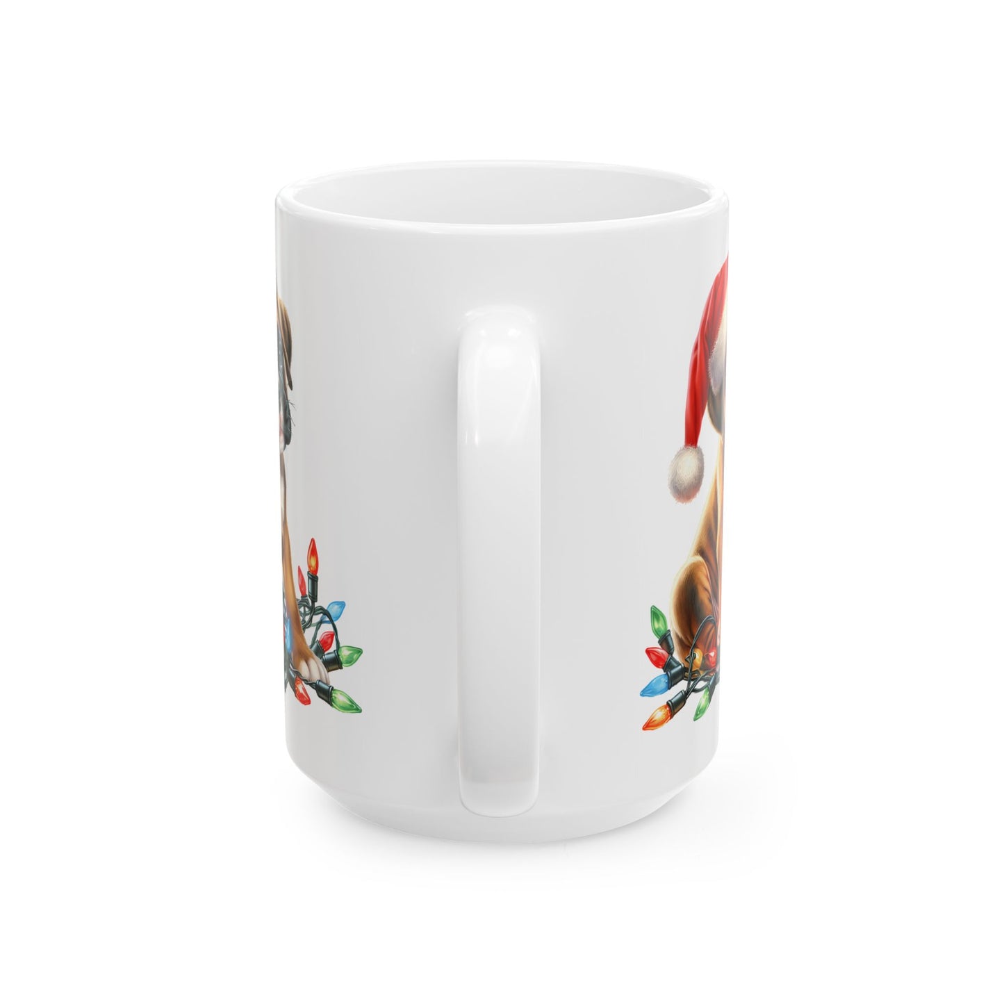 ๐พ Boxer Christmas Lights Mug โ Festive Cheer for Dog Lovers ๐