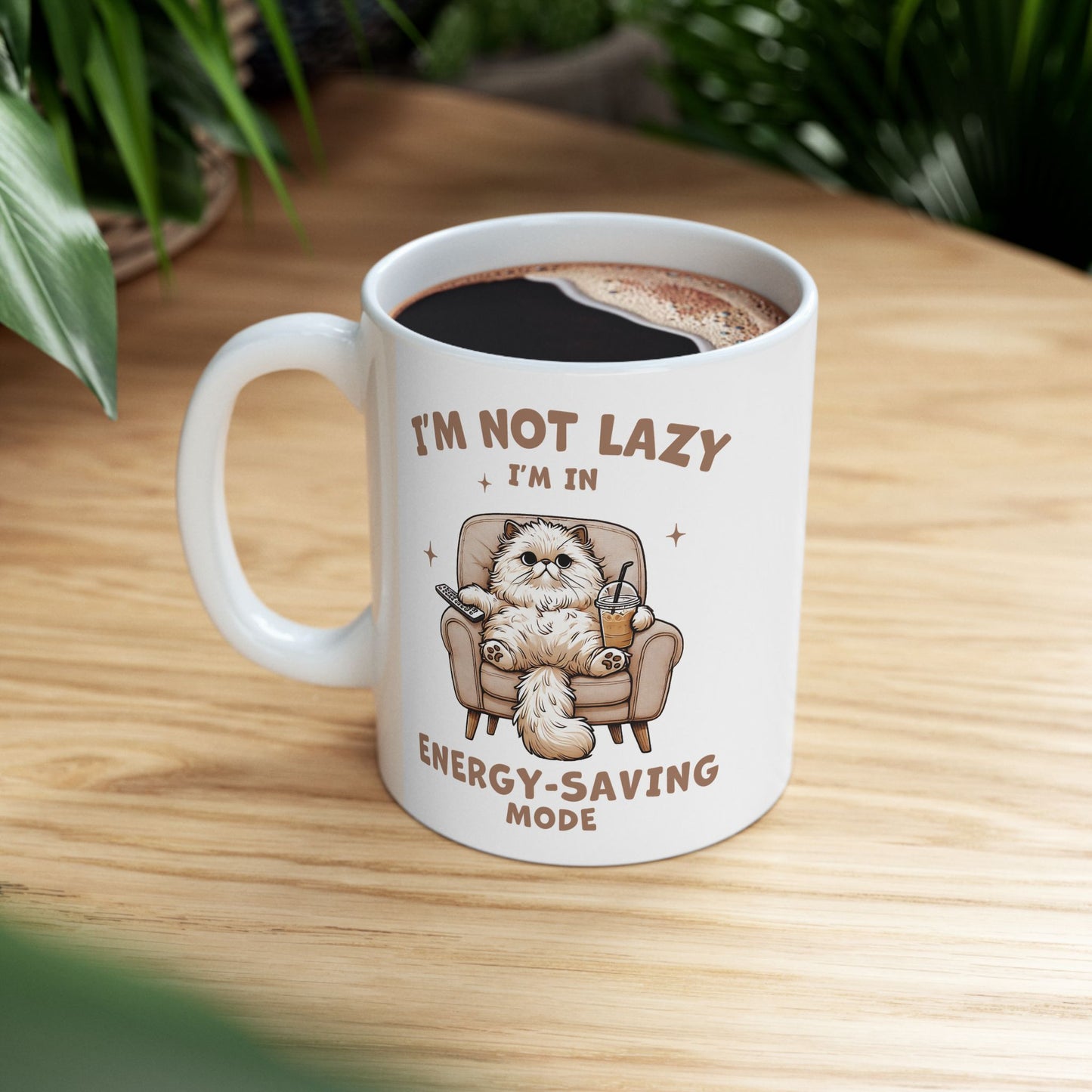 🐾 No soy perezoso, estoy en modo ahorro de energía – Divertida taza de café de gato para amantes de los gatos 😸