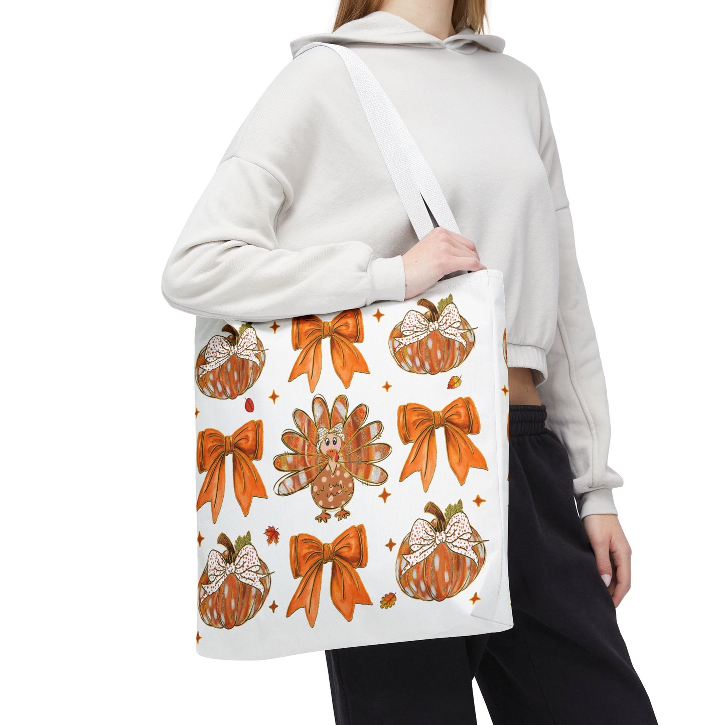 🎀 Girly Bows & Turkey Tote Bag – Cute & Cozy Thanksgiving Style 🦃🧡