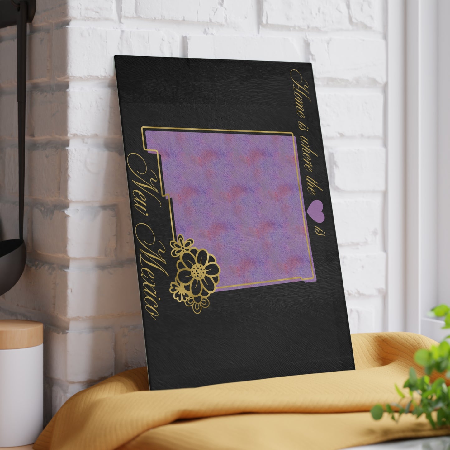 🌄 New Mexico State Cutting Board – Southwest Charm with a Soft Watercolor Twist