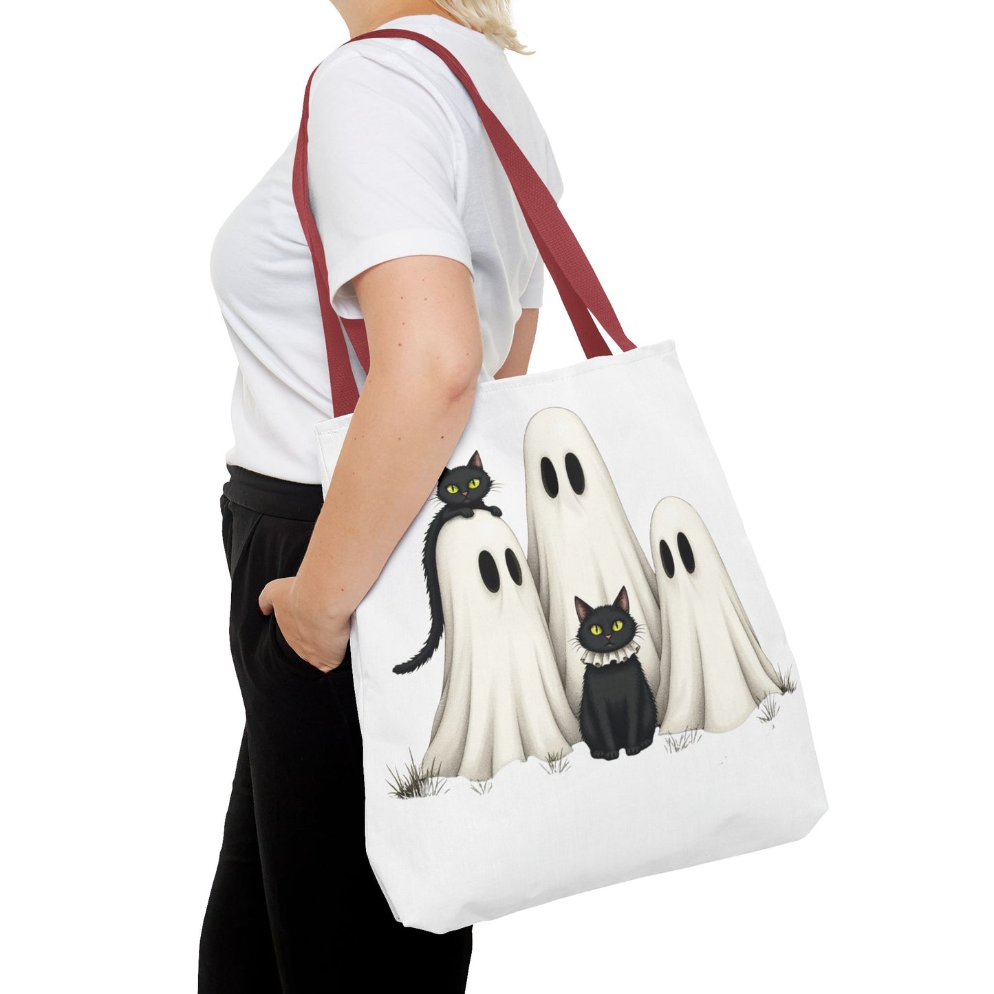 ๐โโฌ Ghosts & Black Cats Halloween Tote Bag โ Spooky Chic Retro Vibes ๐ป๐
