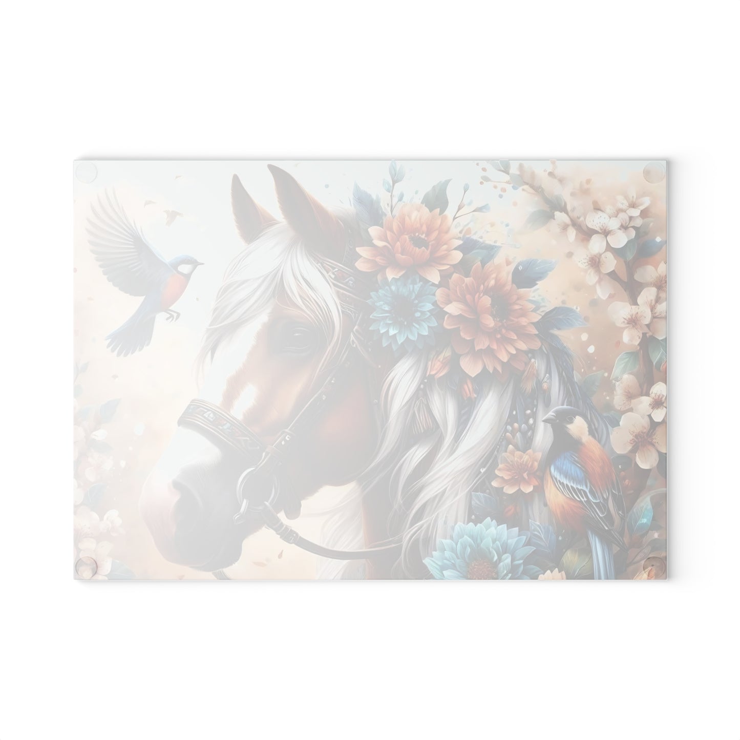 Hermosa tabla de cortar de caballo, tabla de cortar de vidrio templado, tabla de charcutería, tabla de cortar, regalo de inauguración de la casa, tabla de cortar personalizada