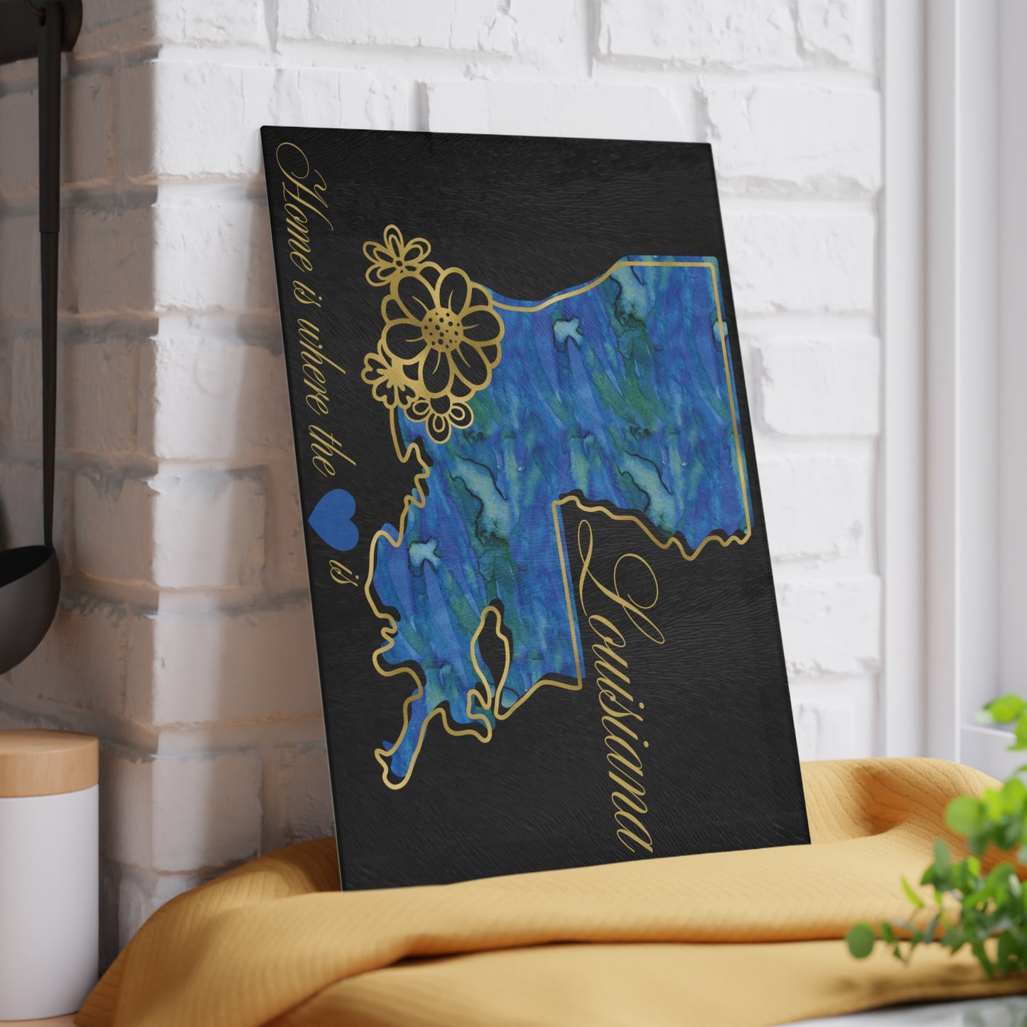 💙 Louisiana State Cutting Board – Bold Blues with Bayou Love