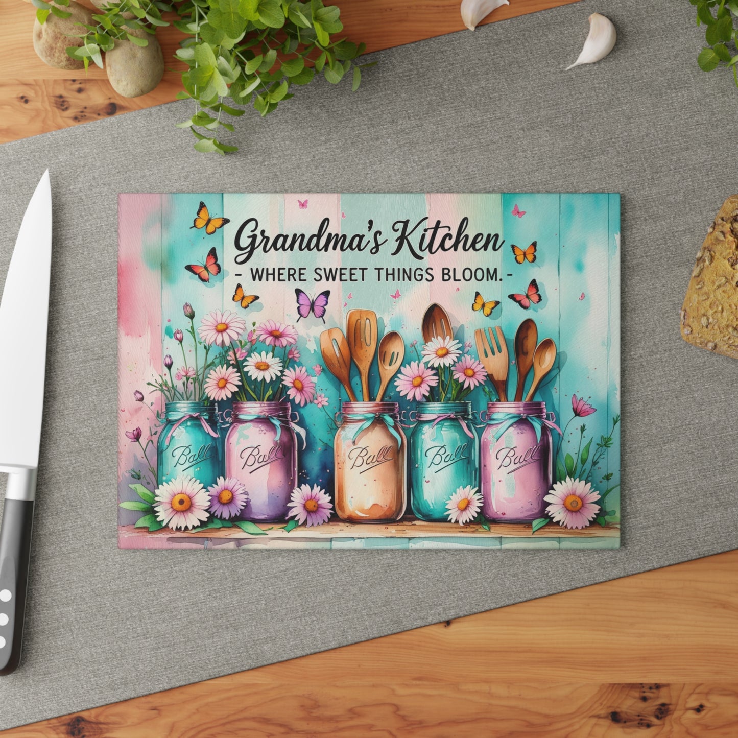 🌸 Grandma’s Kitchen Cutting Board – Where Sweet Things Bloom
