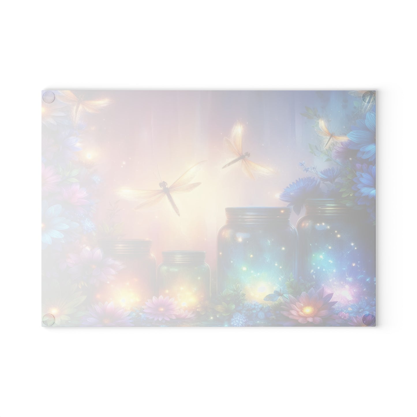✨🌸 Enchanted Dragonfly Glow Cutting Board – Magical Floral Garden Elegance 🌸✨