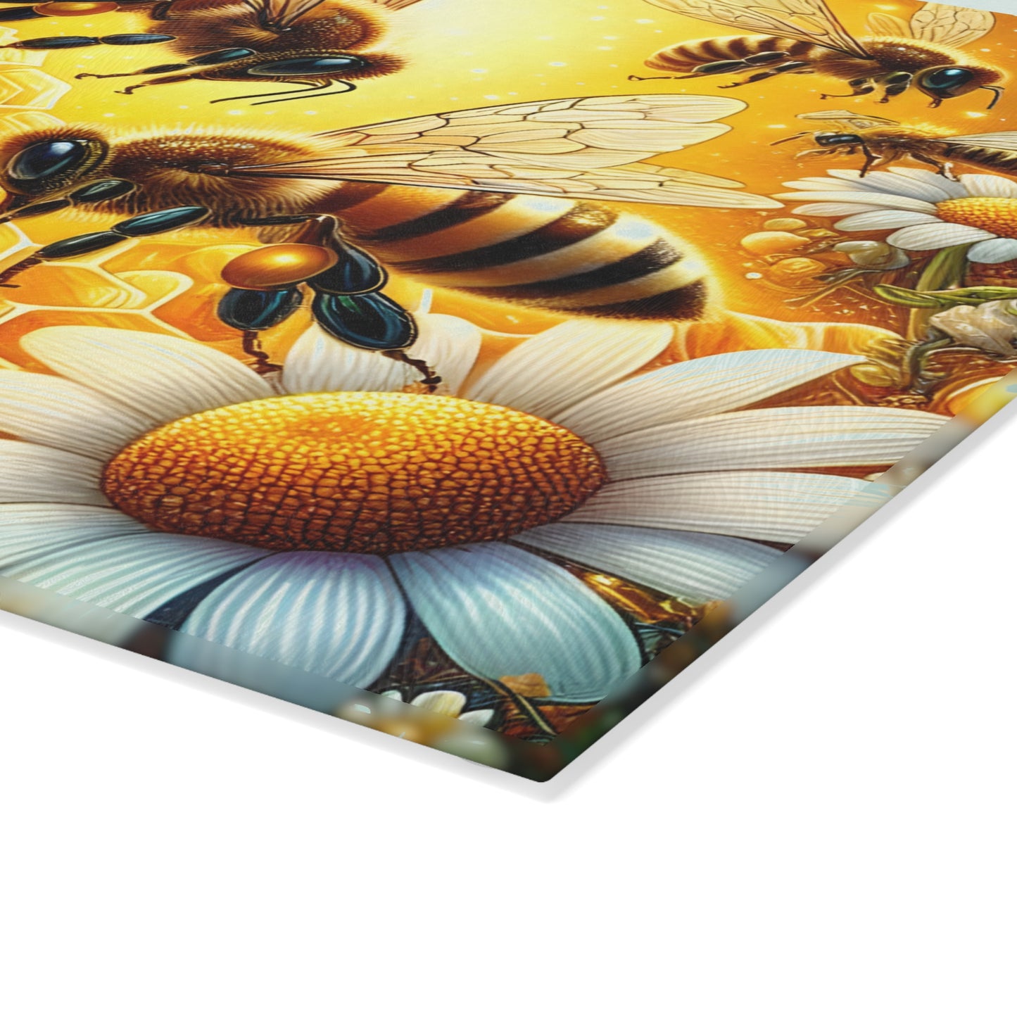 🐝 Bee & Daisy Honeycomb Cutting Board – Nature’s Buzzing Kitchen Elegance 🌼