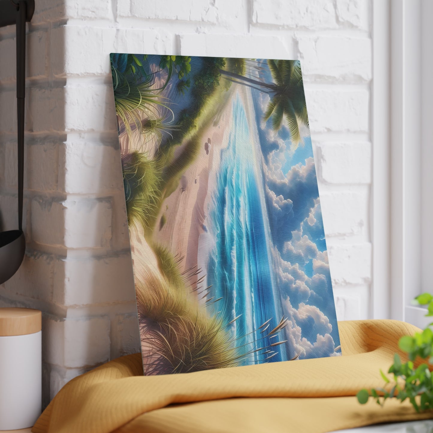 Tabla de cortar de vidrio con escena de playa, regalo para amantes de la playa, regalo de boda, regalo de fiesta de compromiso, regalo de cocina para recién casados, regalo de inauguración de la casa