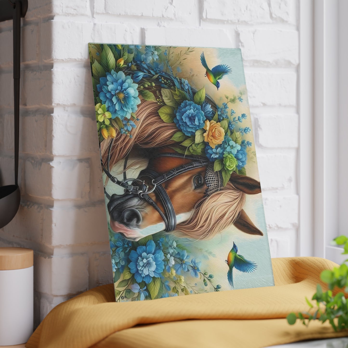 Hermosa tabla de cortar de caballo, tabla de cortar de vidrio templado, tabla de charcutería, tabla de cortar, regalo de inauguración de la casa, tabla de cortar personalizada
