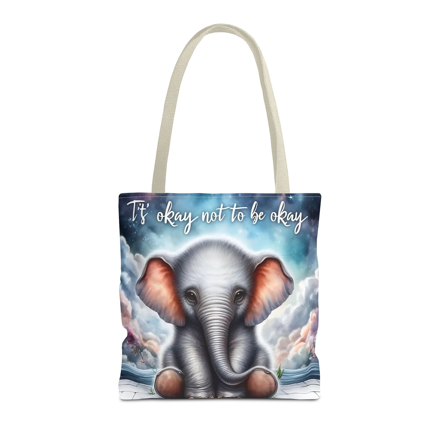 Bolsa de mano con elefante “Está bien no estar bien”: un suave recordatorio con un diseño delicado y caprichoso.