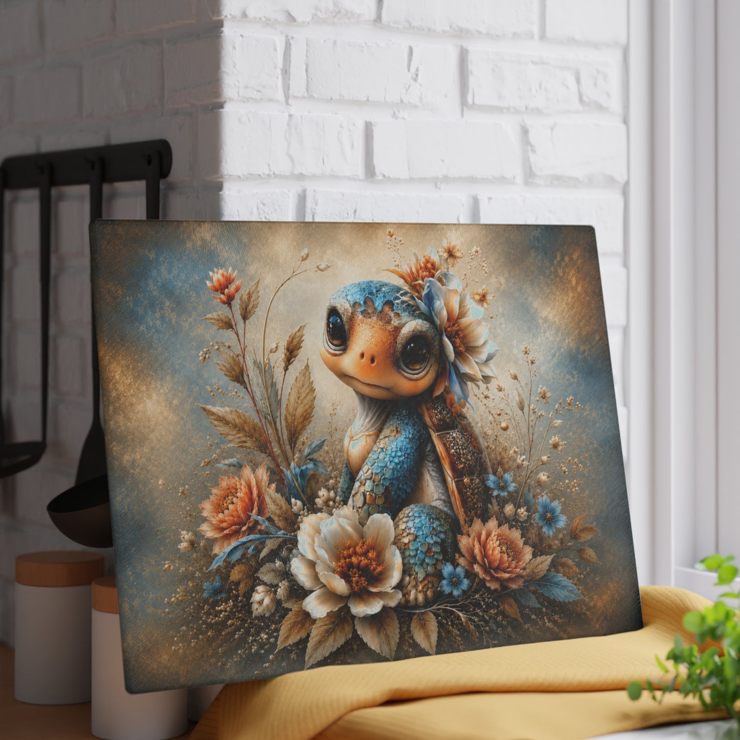 Baby Sea Turtle Glass Cutting Board – Coastal Ocean Kitchen Decor