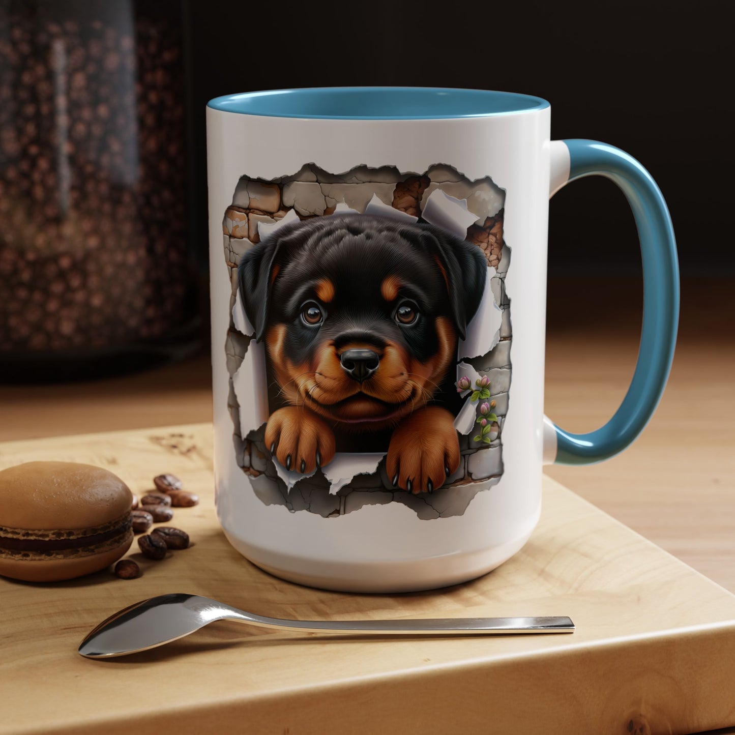 🐾☕ Rottweiler Puppy Accent Mug – Sweet Breakthrough Pup Design ✨