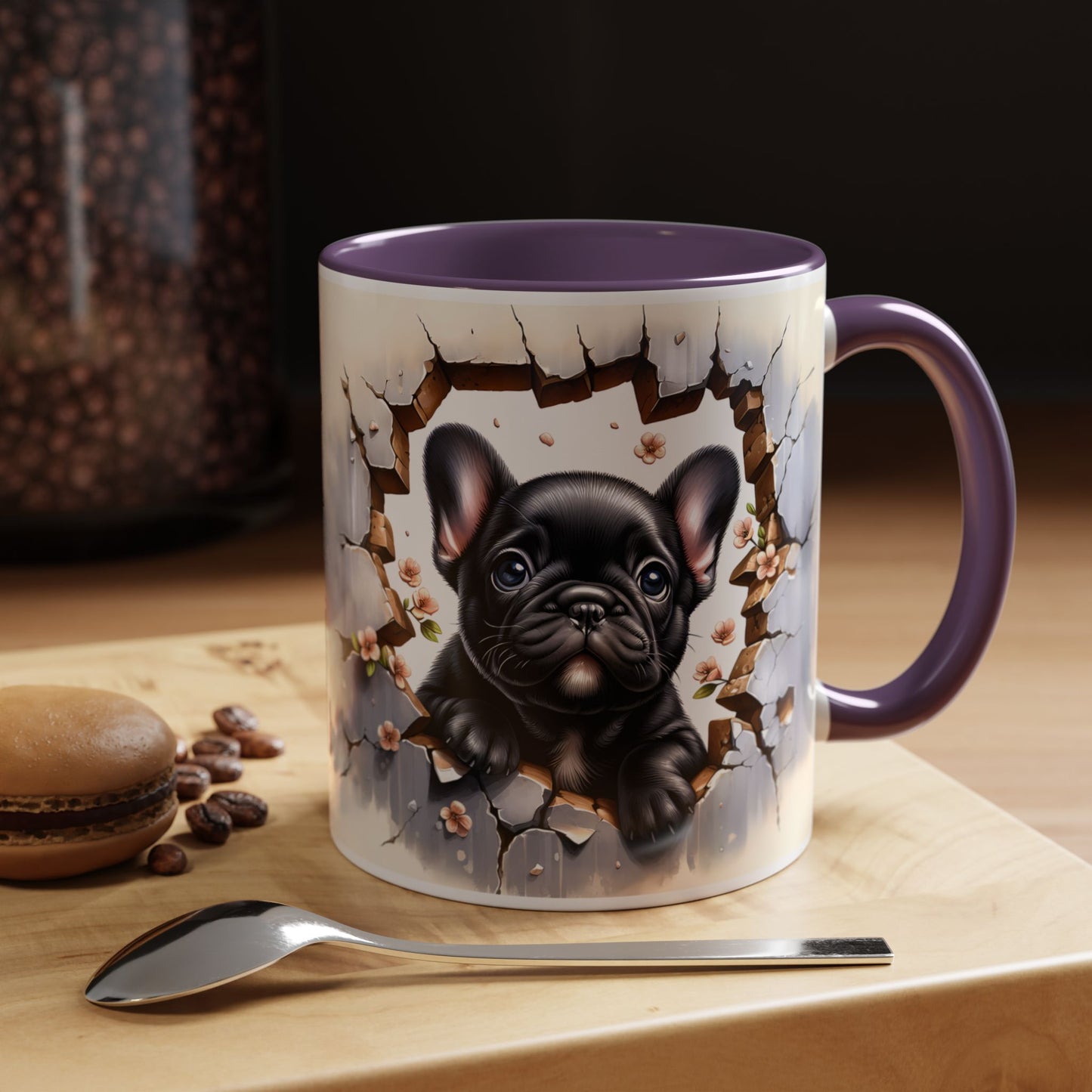 🐾☕ Black French Bulldog Puppy Accent Mug – Cute Breakthrough Pup Design ✨