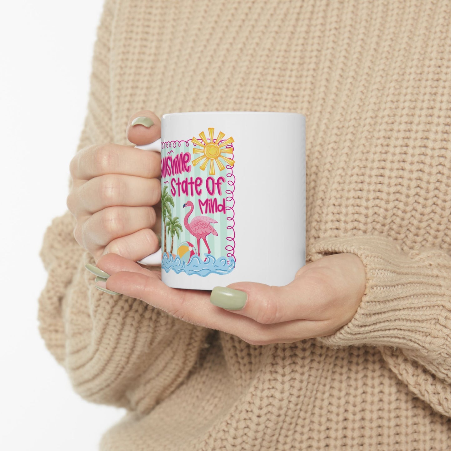 🌞 Sunshine State of Mind Mug – Flamingo Fun for Beach Lovers & Summer Vibes 🦩🌴