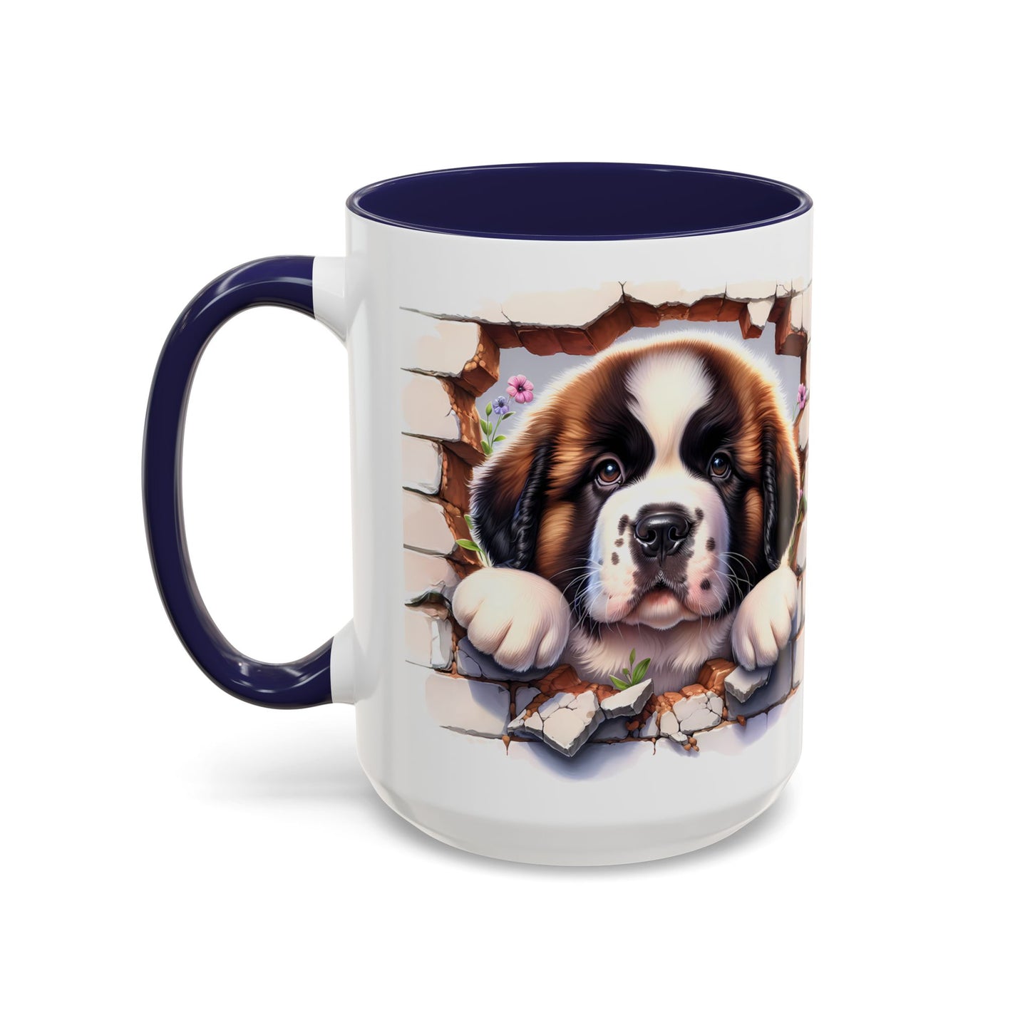 🐾☕ St. Bernard Puppy Peek Accent Mug – Gentle Giant Pup Lover Gift ✨❤️