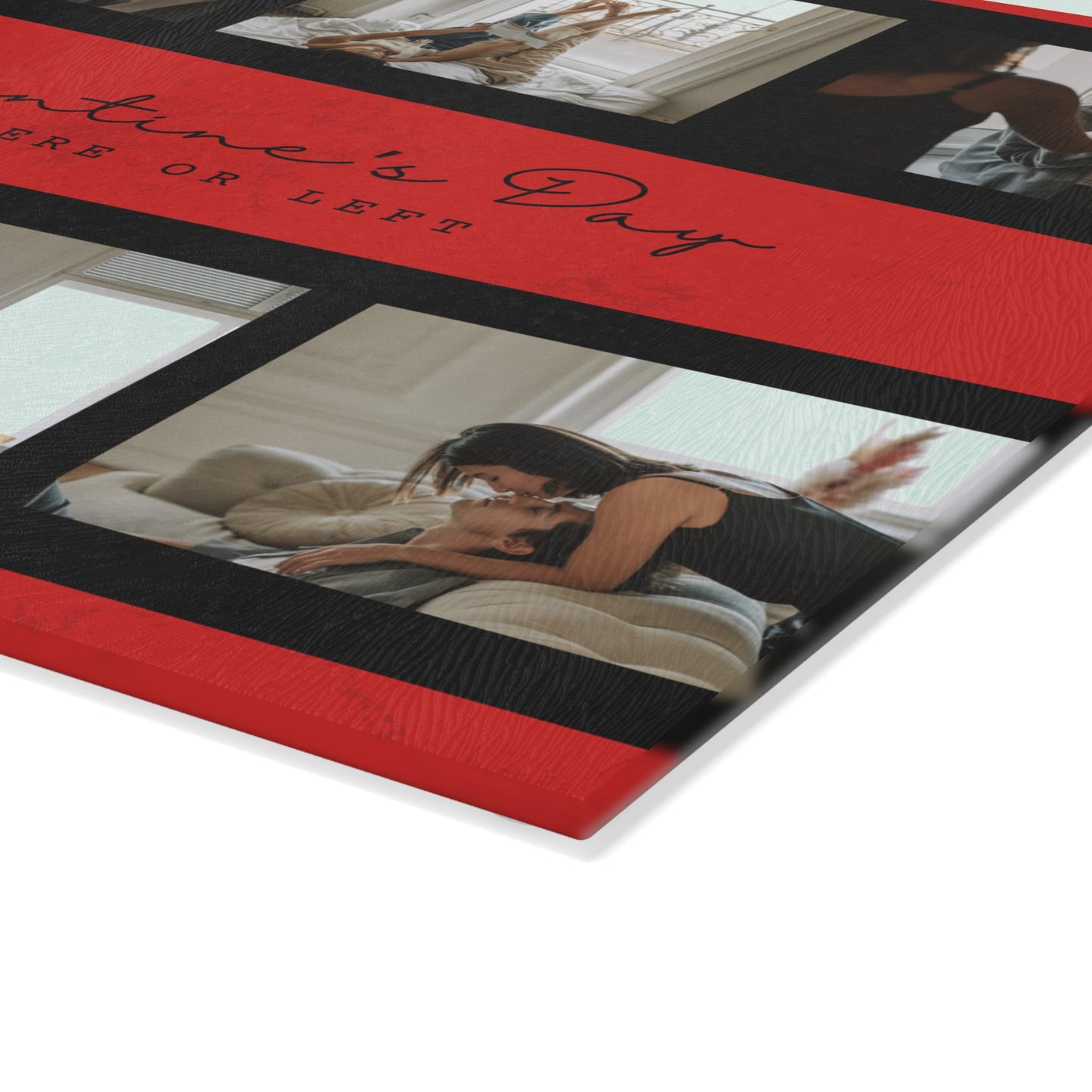 Happy Valentine’s Day Photo Collage Glass Cutting Board – Personalized Romantic Keepsake