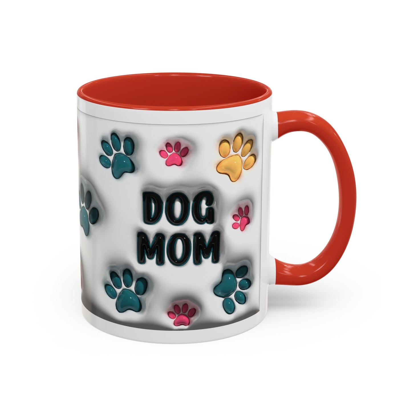 Dog Mom Accent Mug – Colorful Paw Print Cup for Proud Pet Parents