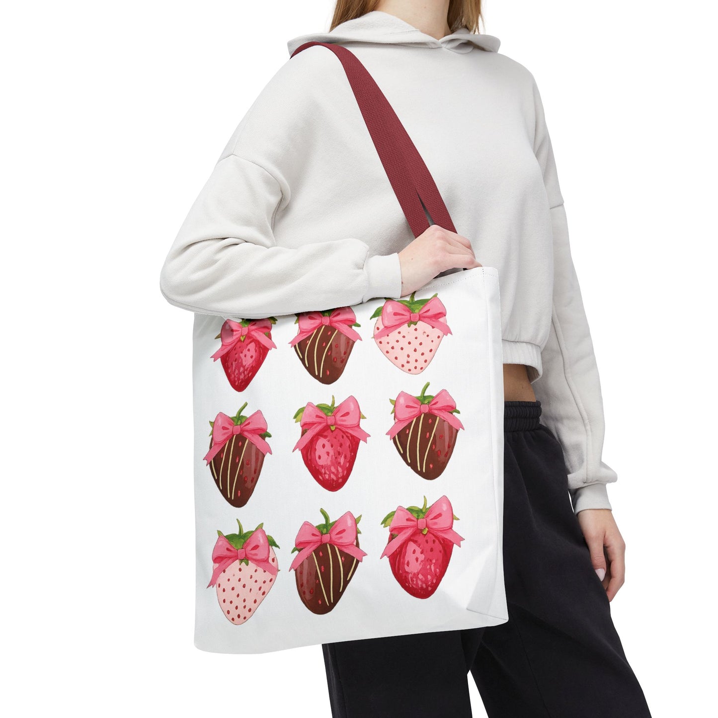 🍓 Chocolate-Covered Strawberry Tote Bag – Sweet, Stylish & Practical 🍫