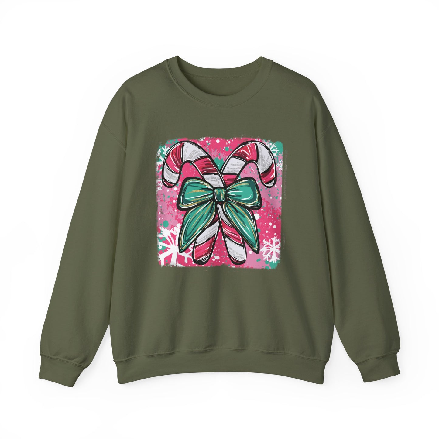 🍭✨ Candy Cane Bow Sweatshirt – Sweet Holiday Style 💖🎀