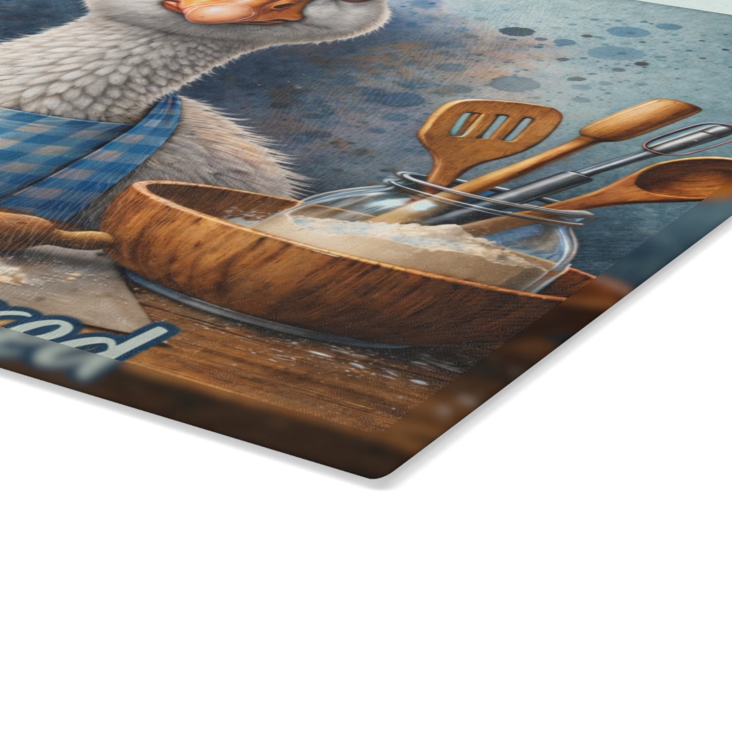 Baked and Unbothered Glass Cutting Board – Whimsical Goose Kitchen Decor