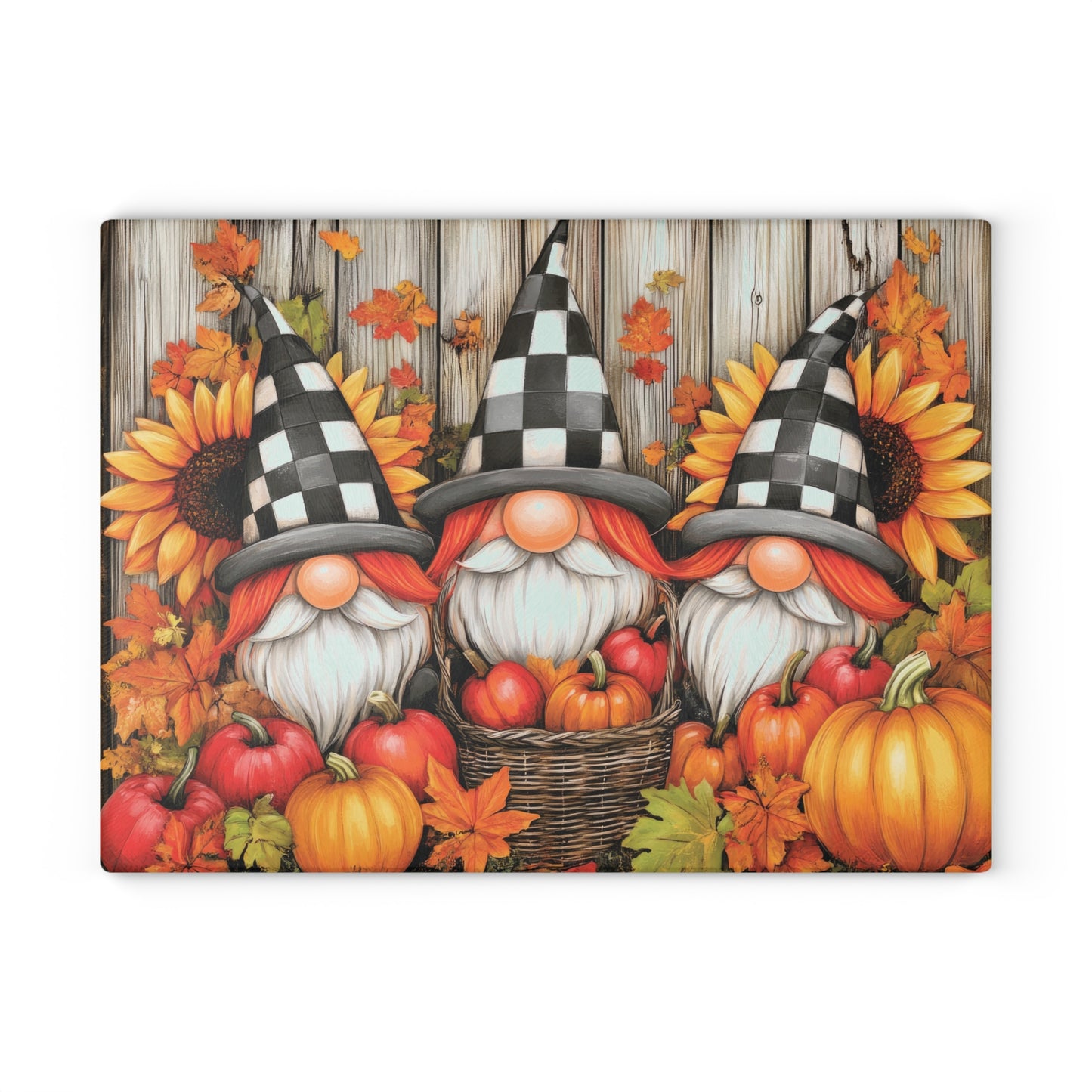🎃 Autumn Gnome Trio Cutting Board – Harvest Cheer with a Whimsical Twist 🧙‍♂️🌻