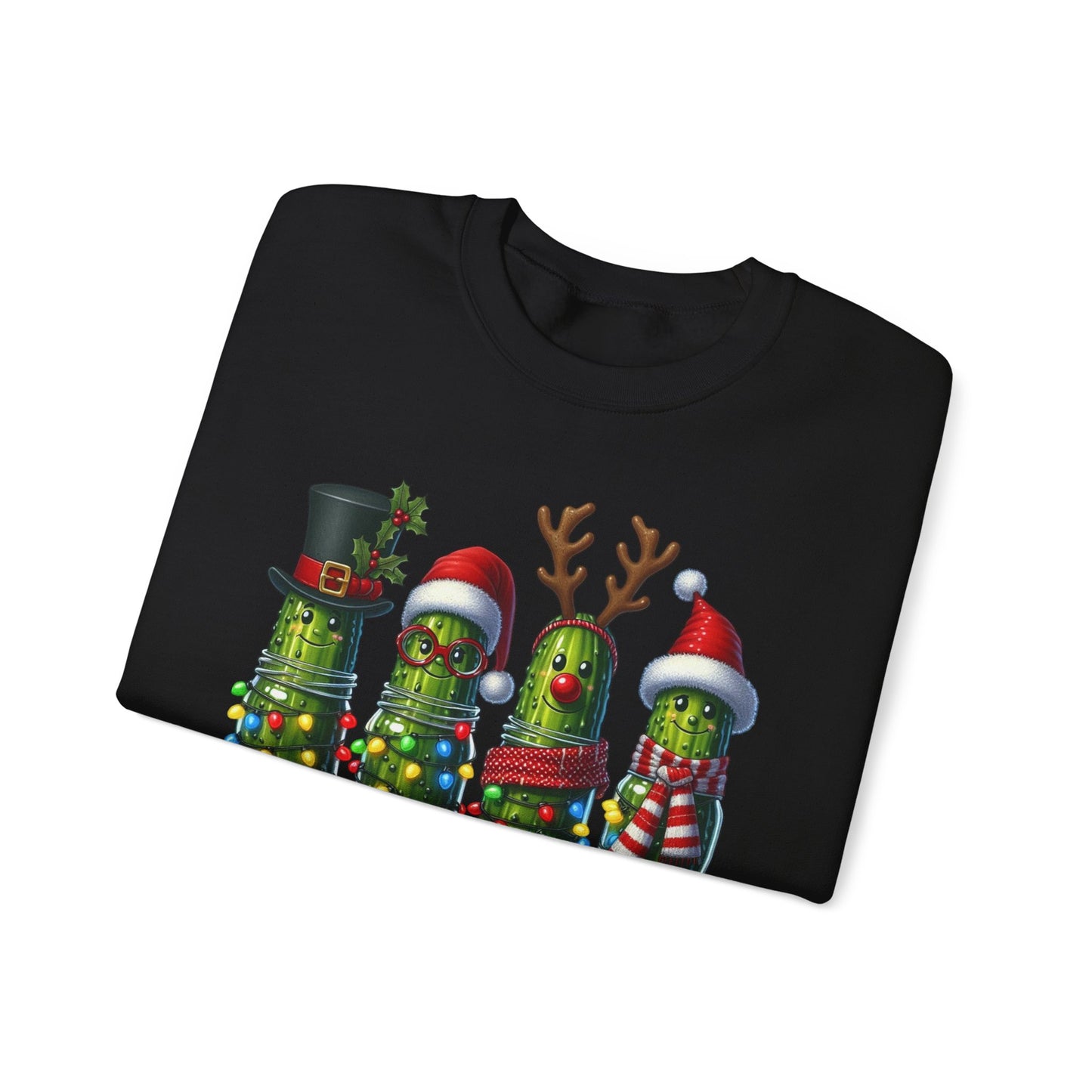🥒✨ Merry Picklemas Crewneck – Festive Pickle Jars with Holiday Lights