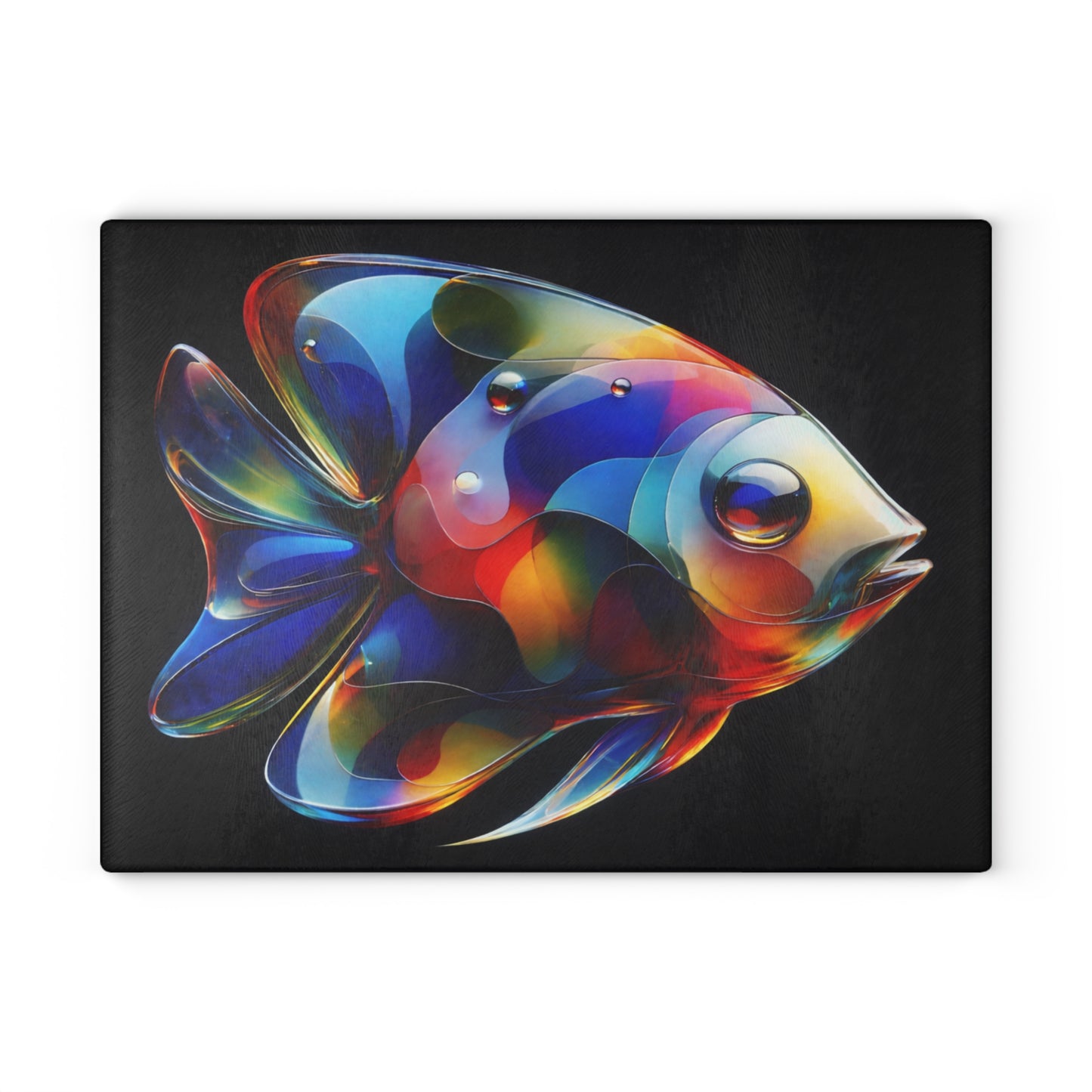 Radiant Reef Glass Cutting Board – Colorful Fish Artwork