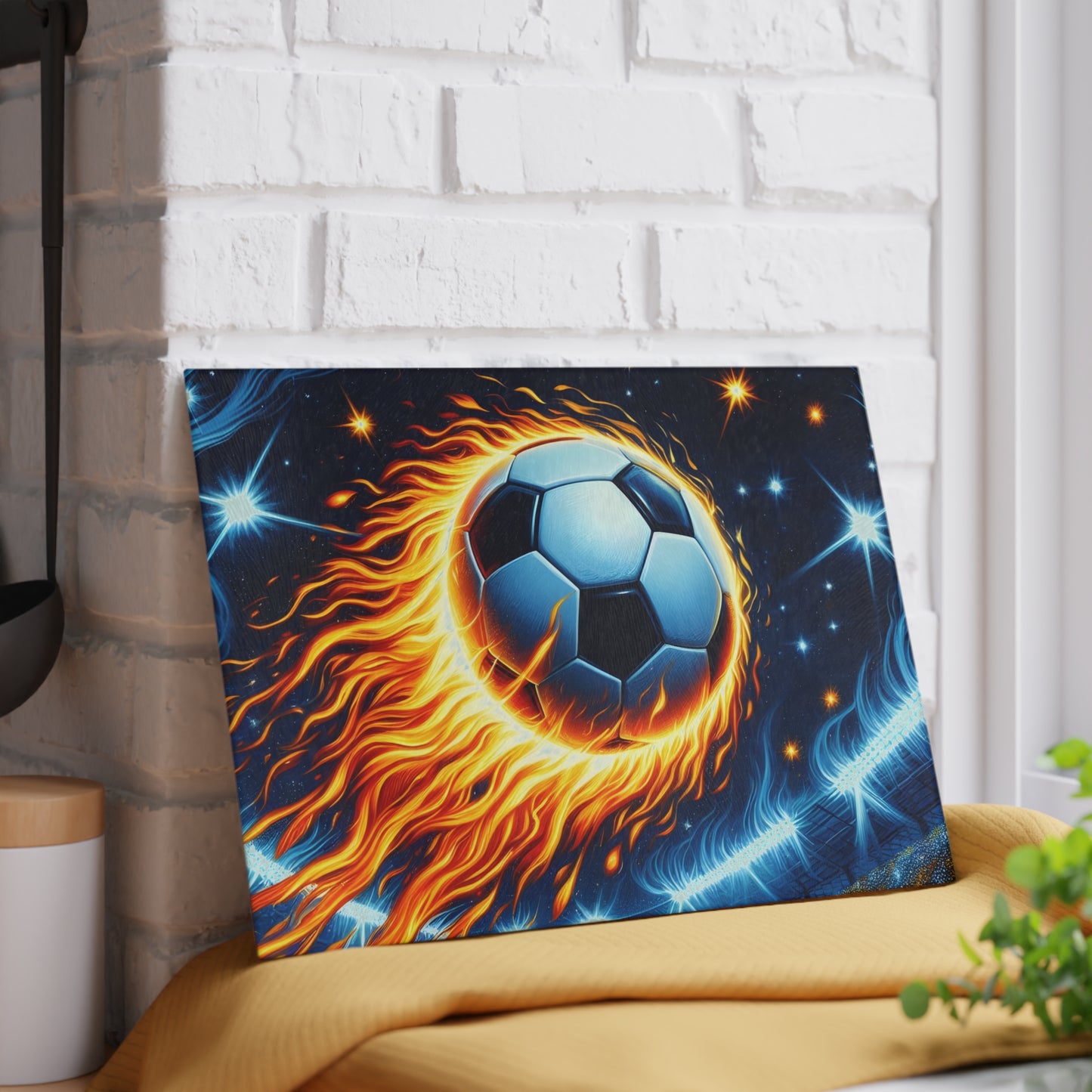 ⚽ Fiery Soccer Ball Cutting Board – Game Day Heat for Your Kitchen 🔥