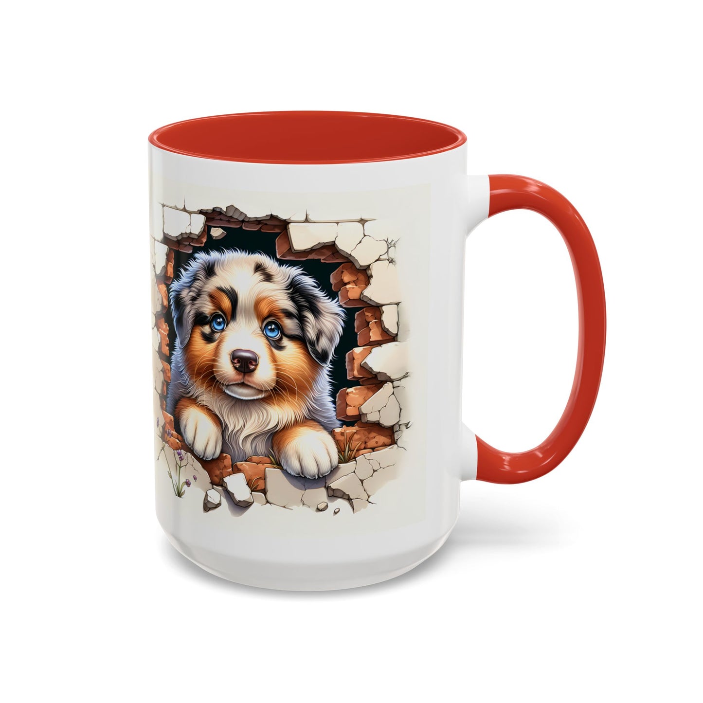 🐾☕ Australian Shepherd Puppy Peek Accent Mug – Blue-Eyed Beauty Dog Lover Gift ✨💙