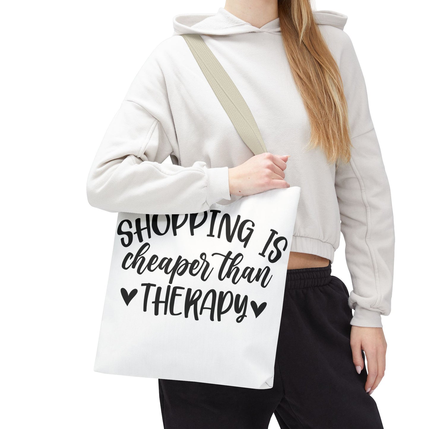 🛍️ Shopping Is Cheaper Than Therapy Tote Bag – Fun & Stylish Everyday Carry ❤️