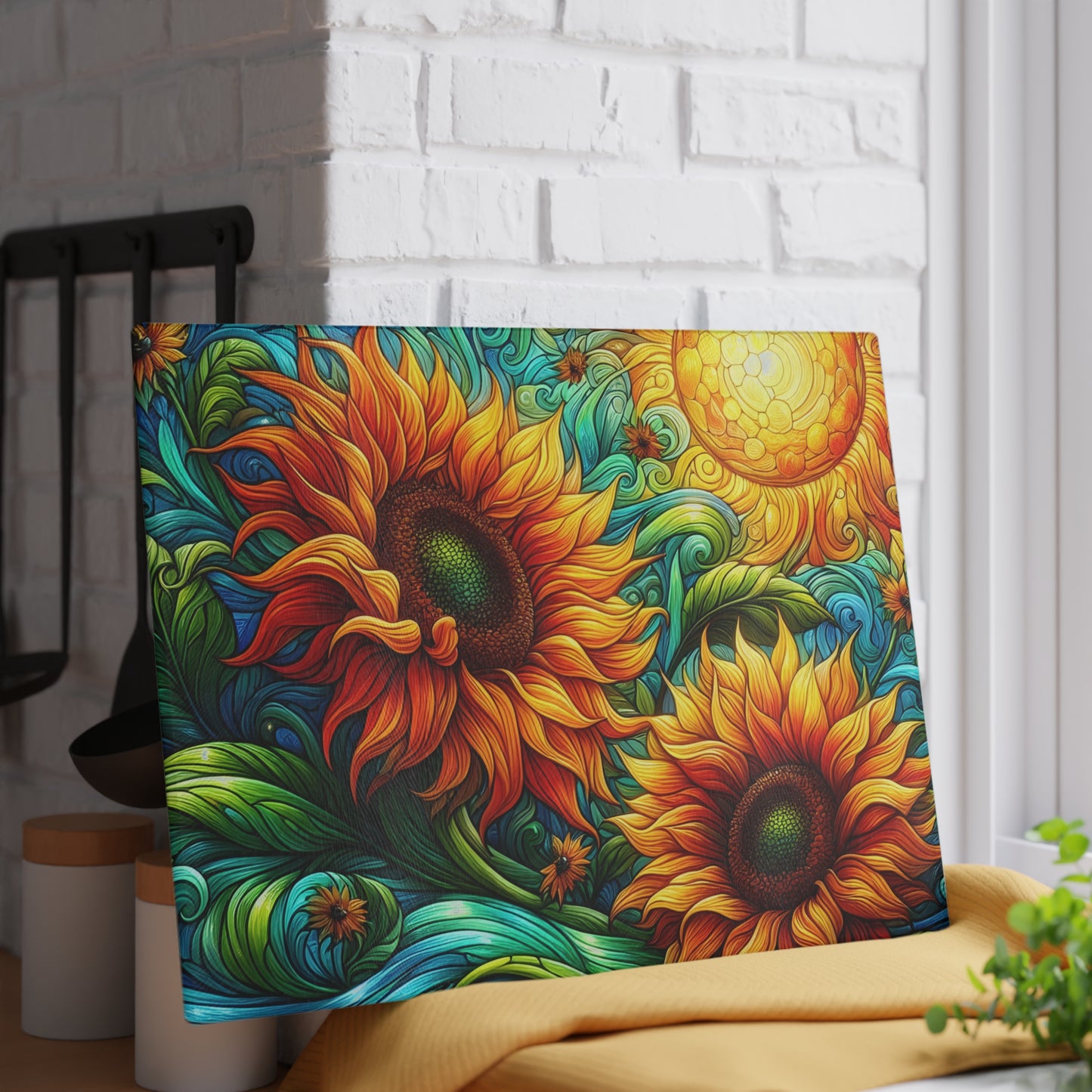 🌻✨ Sunflower Swirl Cutting Board – Vibrant Sunshine for Your Kitchen 🌞