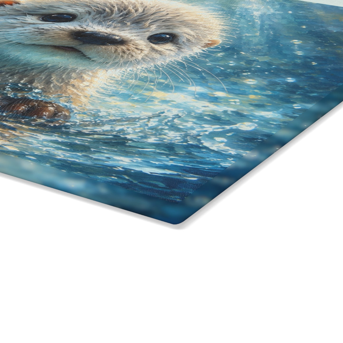 Baby Otter Glass Cutting Board – Cute River Animal Kitchen Decor