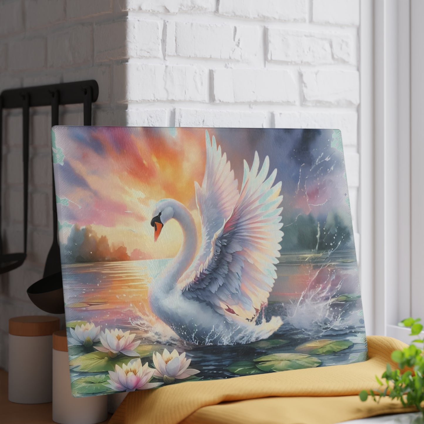 Swan cutting Board, Tempered Glass Cutting Board, Charcuterie Board, Chopping Board, Housewarming Gift Custom cutting board