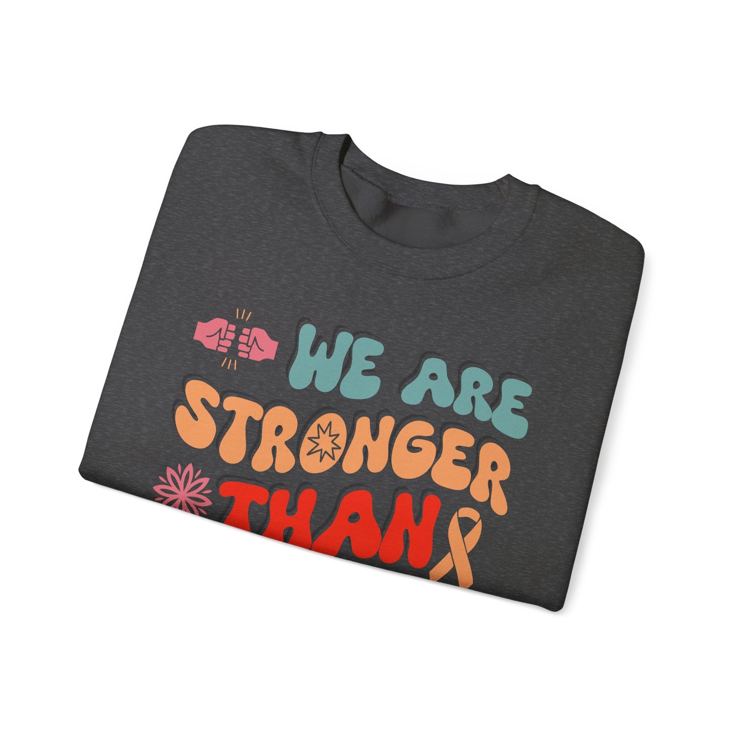 💪🌸 We Are Stronger Than Cancer Sweatshirt – Retro Breast Cancer Awareness Crewneck