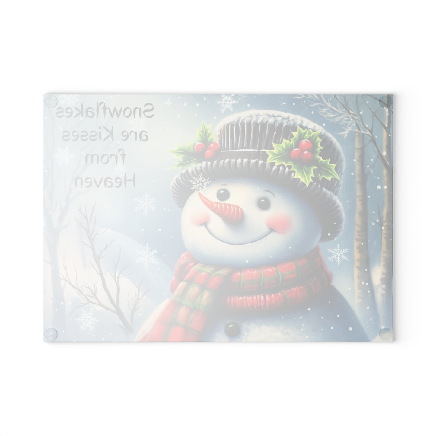 ⛄️❄️ “Snowflakes Are Kisses from Heaven” Tempered Glass Board – Cozy Winter Smiles
