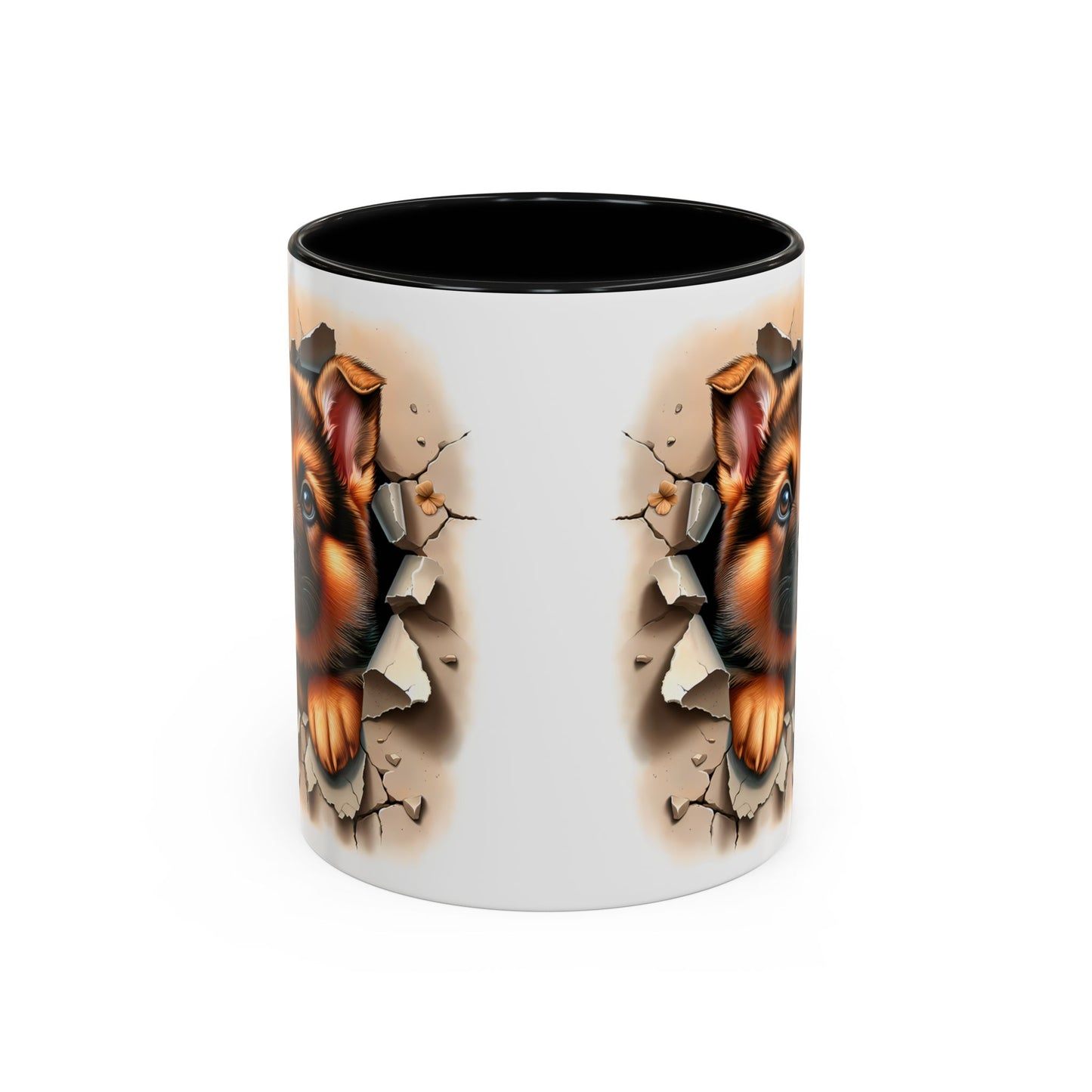 🐾☕ German Shepherd Puppy Peek Accent Mug – Loyal Pup Lover Gift ✨🖤