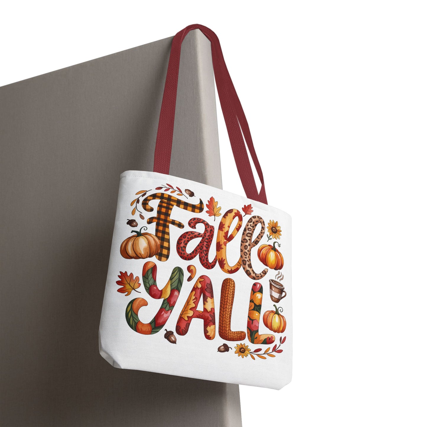🎃 Fall Y’all Tote Bag – Bold Prints, Cozy Coffee & Pumpkin Cheer 🍂