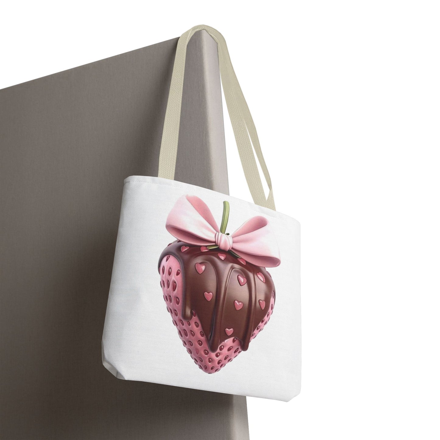 🍓 Chocolate-Dipped Strawberry Tote Bag – Sweet, Romantic & Practical 🍫