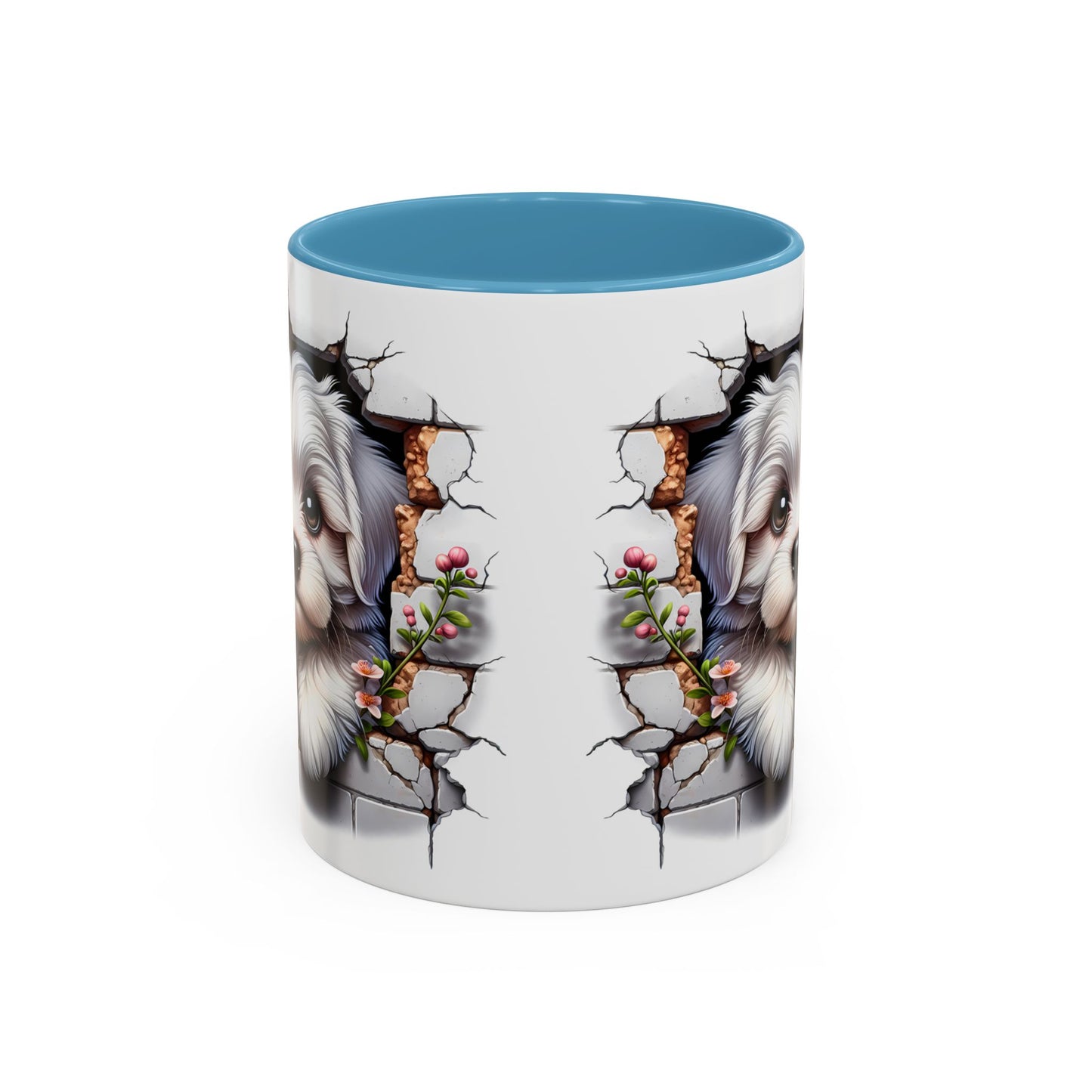 🎀🐶 Maltese Puppy Accent Mug – Cute Peek-Through Dog Design for Animal Lovers ☕💖