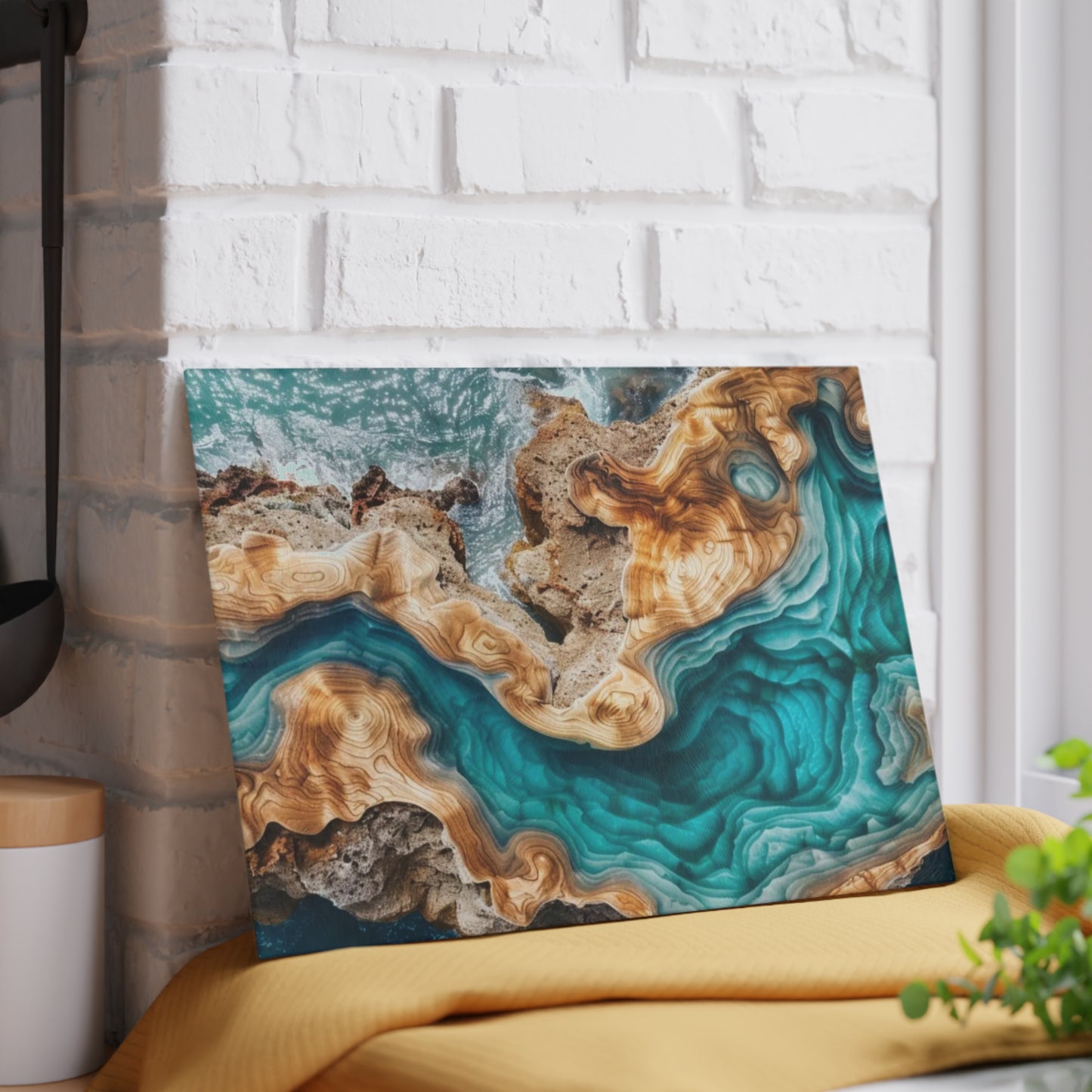 🌊✨ “Ocean Drift” Glass Cutting Board – Coastal Calm for Your Kitchen