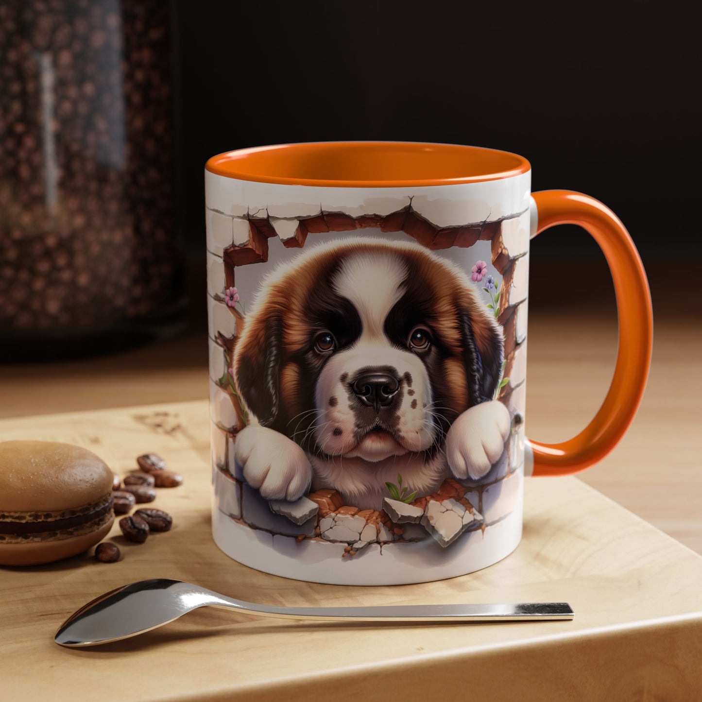 🐾☕ St. Bernard Puppy Peek Accent Mug – Gentle Giant Pup Lover Gift ✨❤️