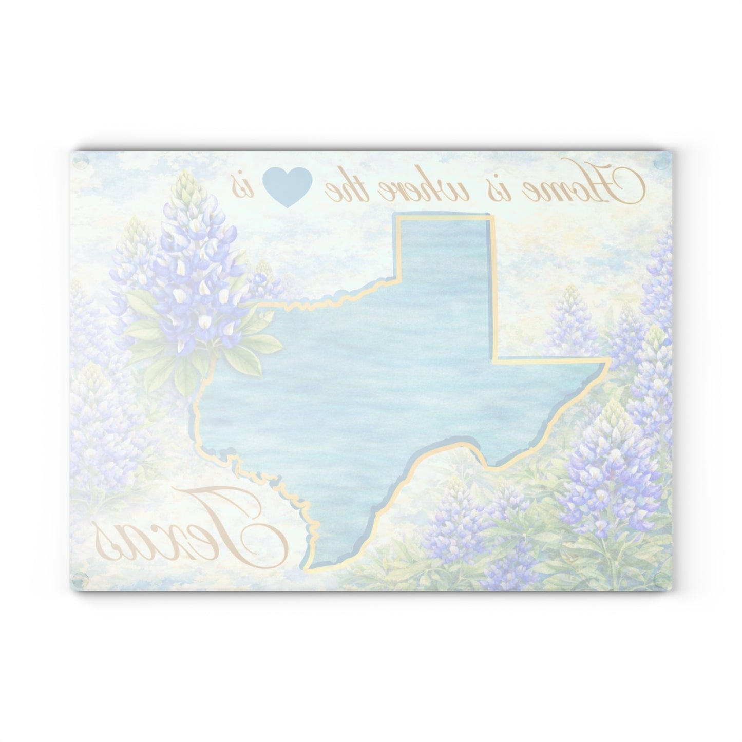 Texas State Bluebonnet Glass Cutting Board – Home Is Where the Heart Is Texas Kitchen Decor