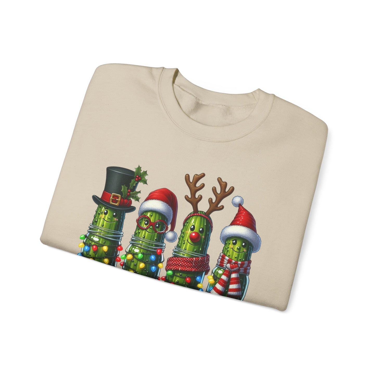 🥒✨ Merry Picklemas Crewneck – Festive Pickle Jars with Holiday Lights