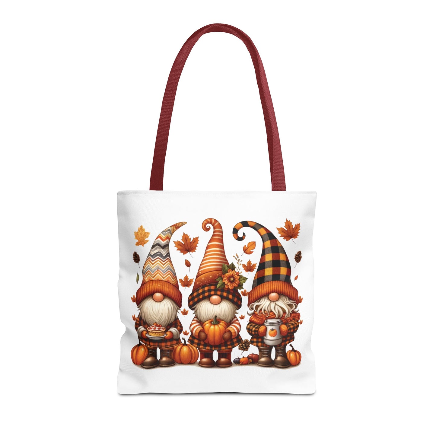 🍁 Autumn Gnome Trio Tote Bag – Cozy Fall Charm with Pumpkin Spice Magic