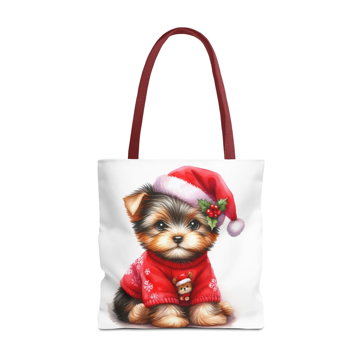 🎄 Santa Yorkie Christmas Tote Bag – Holiday Cheer in Every Stitch 🐾