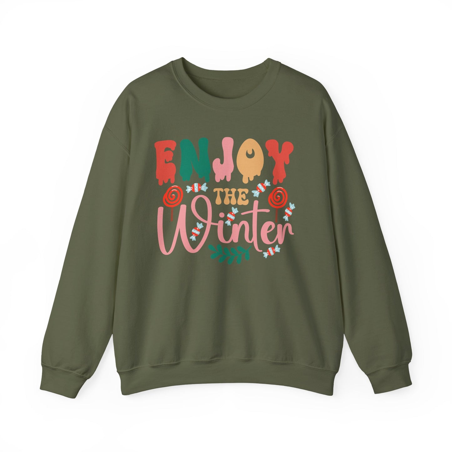 ❄️☕ Enjoy the Winter Sweatshirt – Cozy Snowflake & Cocoa Season Vibes 🧣✨