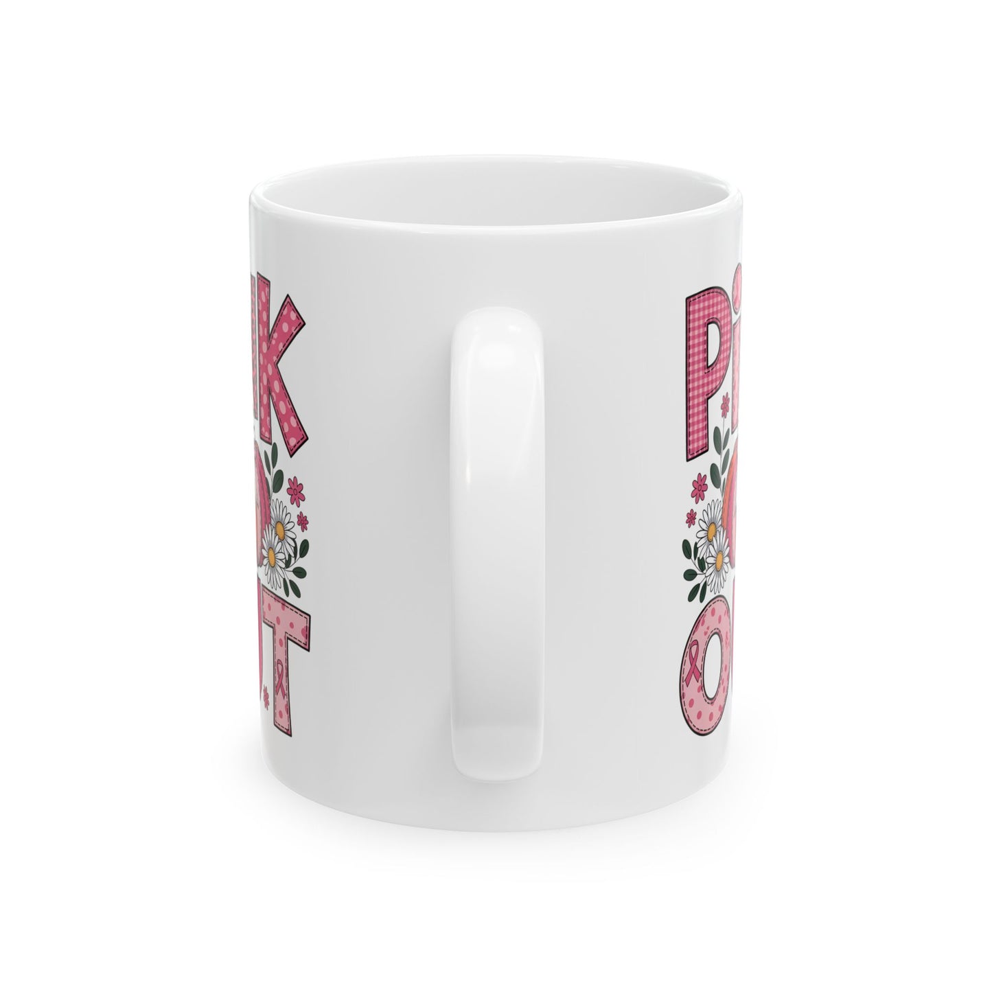 🎀🎃 Pink Out Mug – Fall Pumpkin Breast Cancer Awareness Coffee Cup 💗