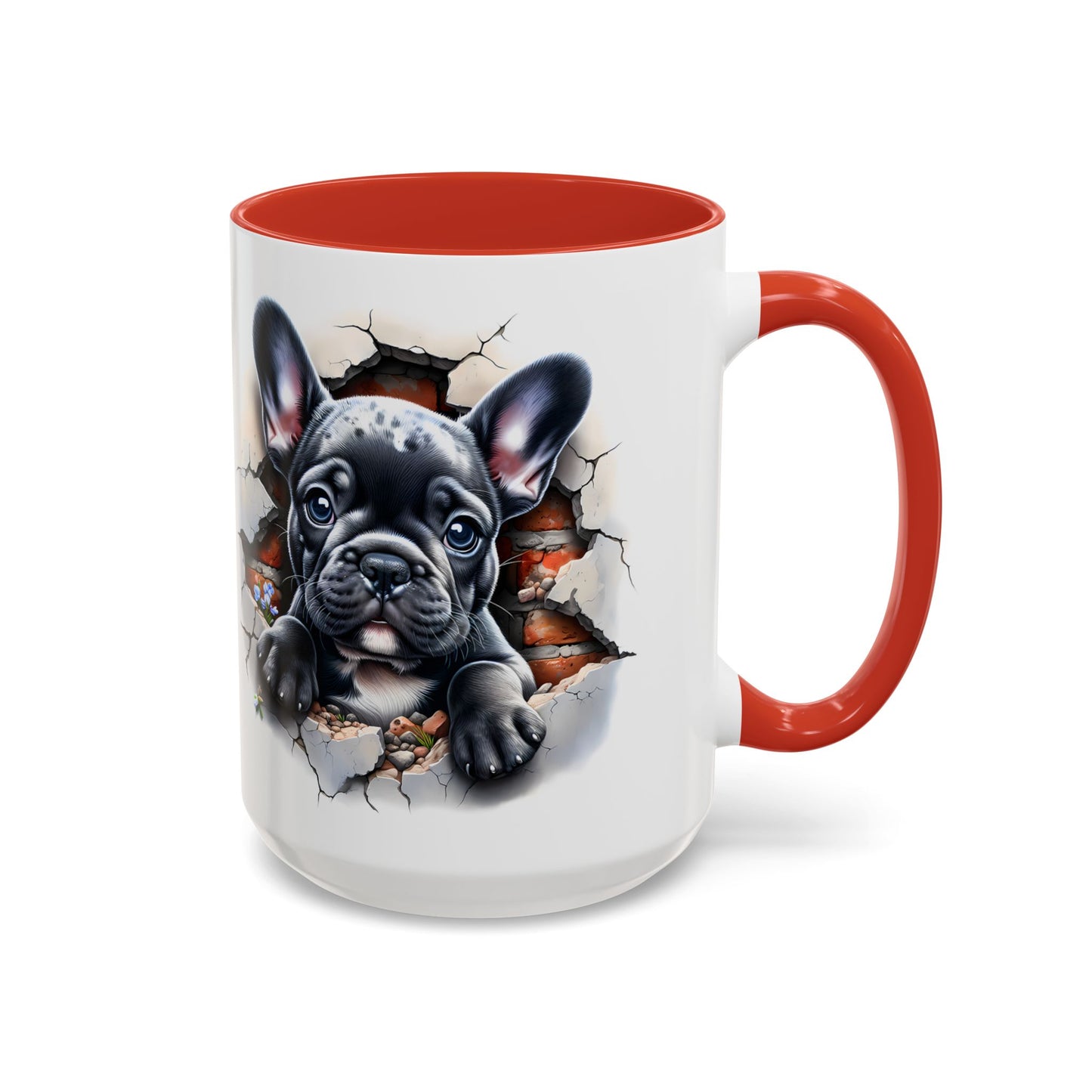 🐾🖤 Black French Bulldog Puppy Accent Mug – Cute Peek-Through Cup for Dog Lovers ☕✨