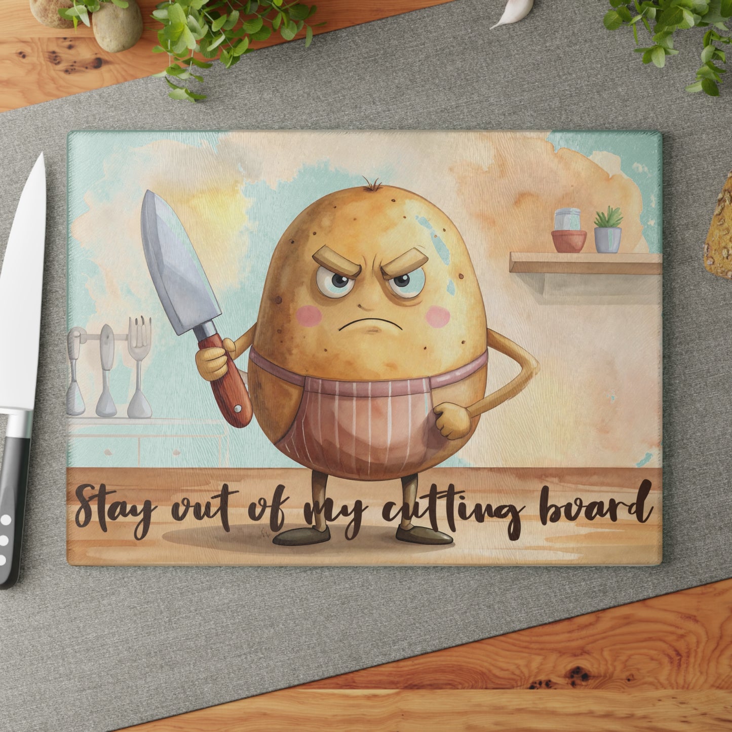 🥔 Stay Out of My Cutting Board – Funny Kitchen Humor for Your Home